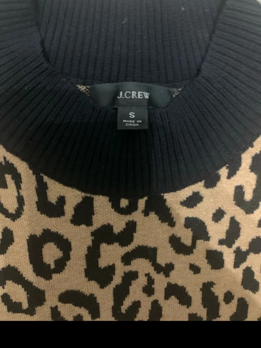 J. Crew Leopard Print Long Sleeve Shift Dress - Black & Tan